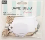 DAVID TUTERA Assorted Tags with String - 24 TAGS & 1 yd STRING