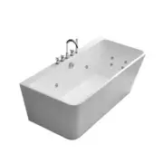 FS37 1700mm White/Black Rectangle 10 Jets Back to Wall Freestanding Spa Bath