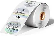 2'' Circle Thermal Labels, Holographic Sliver 400pcs Round Thermal Printer Labels, Multi-Purpose Stickers for Logo Design, Name/Price Tag, Address, QR Code