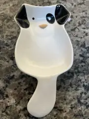 White With Black Ears Puppy Dog Spoon Rest Ceramic Kitchen Dog