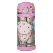 Thermos 355ml Funtainer Vacuum Insulated Drink Bottle Pink Owl Stainless Steel