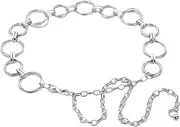 [LABANCA] Women's Metal Chain Dress Belt - Hollow Out Leaf Bead Pendant Sweater Decorated Skinny Waist