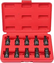 Aswalling 10Pcs Bit Socket Set Black Socket Tools Steel Socket Tools Torx Hex Sping Star Bits, T20-T60 with Premium -Mo Steel 3/8 Inch Drive Enhanced Storage