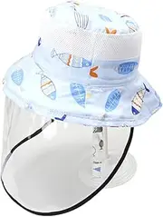 WHAMVOX Boys and Girls Sun Protection Hat Fish Pattern Bucket Hat with Detachable Shield Comfortable Safe Ideal for Baby