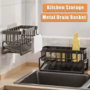 Metal Kitchen Sink Draining Rack Faucet Shelf Sink Sponge Draining Basket Bath