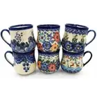 Handcrafted Set of 6 Artistic Ceramic Mugs with Unique Hand-Painted Designs