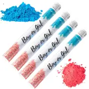 Confettified 4pcs SET Holi Powder Smoke Cannon Launcher Popper for Gender Reveal Party 45cm L 2 Pink and 2 Blue