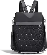 [Nayubo] Small Backpack for Women Lightweight Cute Mini Daypack Quilted Backpack Ladies Shoulder Purse Bag Portable Work Travel Casual Rucksack Fashion Handbag (Black)
