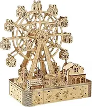 3D Wooden Puzzle DIY Basswood Ferris Wheel Crafts Music Wooden Ferris Wheel Model Creative Decorative Ferris Wheel Puzzles for Adults Teen Girls and Boys Birthday Gifts