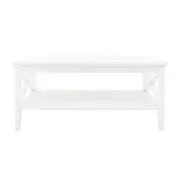 Hailey Rectangular Coffee Table 100cm W/ Open Shelf - White