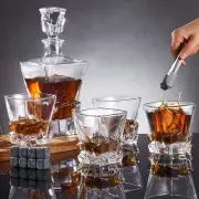 JYXETOV Whiskey Decanter Set with Whisky Glasses and Ice-Stones, Crystal Liqu...