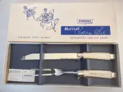 Vintage Emdeko Sheffield Stainless Steel Cutlery Set Carving Knife Meat Fork NOS