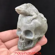 0.5LB Natural jasper Skull Quartz Crystal Hand Carved Decoration Reiki XK713