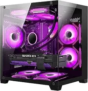 Panorama Black Gaming PC Desktop -AMD Ryzen 5 5600GT 3.6GHz-RTX 4060 8GB-32GB DDR4 RAM-1TB M.2 +1TB SATA SSD-240 Liquid Cooler -RGB Fans-Windows 11 Pro Desktop Computer