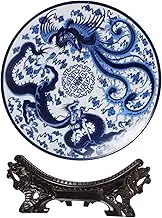 Cabilock 1Set Decorative Ceramic Display Plate Blue and White Porcelain Tray Chinese Style Ornament for Home Decor for Parties Weddings and Family Gatherings