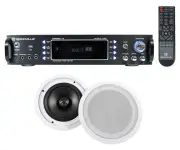 Rockville RPA60BT Home Theater Bluetooth Receiver + (2) 8" In-Ceiling Speakers