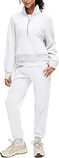 [SANTINY] Womens Sweatsuits 2 Piece Set Fleece Half Zip Sweatshirt Joggers Set Winter Warm Matching Sets Travel Lounge Set