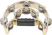 Hand Tambourine,Double Row Metal Tambourine with Plating Bells,Percussion Musical Instrument (Yellow)