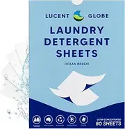 Lucent Globe Sensitive Laundry Detergent Sheets, Plant-Based, Biodegradable, Plastic Free Packaging. (80 Pack, Ocean Breeze)