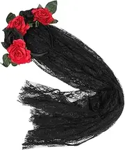 [Ipetboom] Flower Garland Head Band Tiara Goth Decor Hair Tie Veil Hair Accessories Hair Bands Funny Hairband Mexican Headbands for Women Party Hairband The Flowers Mexico Lace Miss