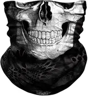 JOEYOUNG Skull Face Mask - UV Sun Dust Protection Neck Gaiter, Half Motorcycle Face Mask Skull Face Shield Bandana Mask, Muiti-use Seamless Headwear Tube Mask for Fishing Hunting Cycling Men Women