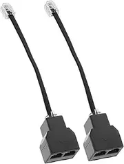 FELTECHELECTR Double Phone Line Splitter 2pcs Rj11 to Rj14 Adapter Home Phone Jack Splitter 4-core Cable Adapter for Landline
