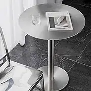 Round Bar Height Cocktail Table, Bistro Pub Table, Stable Base and Iron Frame, Dining Table Stainless Steel Kitchen Work Table Bedside Table(60x95cm)