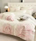 4pcs Bedding Set Luxury Pima Cotton Embroidery Duvet Set Flat Sheet Pillowcases