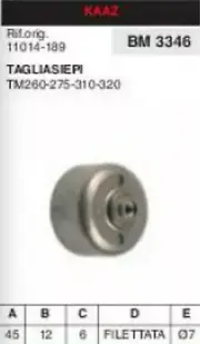 11014-189 Bell Clutch Hedge Trimmer Hedge Cutters Kaaz TM260 TM275 TM310 TM320