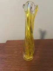 Miranda Yellow Handblown Glass Flower Bud Vase Vintage