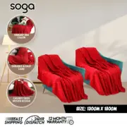 SOGA 2X 130x180cm Throw Blanket Red Christmas Chunky Yarn