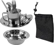 Camping Mess Kit, Stainless Steel Camping Cookware, Backpacking Utensil Set, Cooking Accessories, 8-Piece, Portable for Camping, Hiking, Outdoor Cooking Puchen