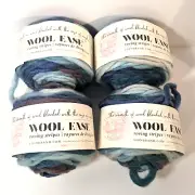 Ocean 610 Lion Brand Wool Ease Roving Yarn, Wool Blend, 4 Cakes, Super Bulky 6