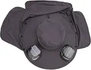 [Generic] Sun Bucket Hat, 2 Solar Powered Rechargeable Fan 3 Wind Speed UPF50 Wide Brim Adjustable Flap Bucket Hat Waterproof Breathable Wide Brim Sun Hat for Hiking Mountaineering Cycling