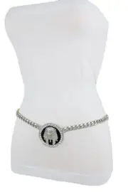 Women Fashion Belt Silver Metal Chain Dress Pharaoh Egyptian Charm Buckle XL XXL