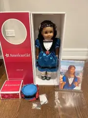 AMERICAN GIRL Retired CECILE REY 18" DOLL WITH BOOK & ACCESSORIES IN BOX New