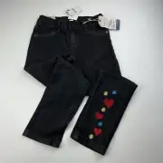 Girls size 7, Pumpkin Patch, embroidered stretch denim jeans, adjustable, NEW