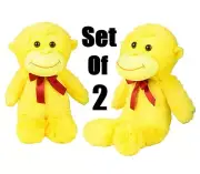 (Set Of 2) 12'' Neon Yellow Gorillas Soft Cuddly Stuffed Animal Plush Toy