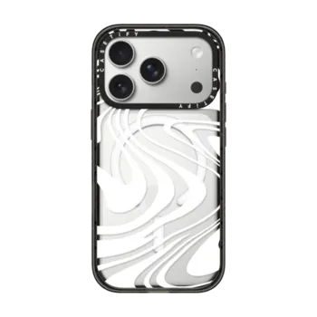 iPhone 17 Pro Impact Case MagSafe Compatible Marble Transparent Trippy Wavy Swirl White Spiral Warp Twirl Retro 70s Psychedelic Acid Groovy Abstract Pattern