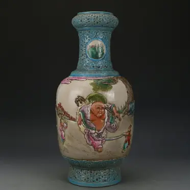 大清康熙粉彩花鳥棒槌瓶古玩收藏真品彩繪花瓶瓷器老物件老貨擺件| 協貿