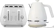 De’Longhi Distinta Moments Breakfast Collection, Bundle Includes 4-Slice Toaster, Electric Kettle, White