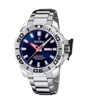 Festina Diver Stainless Steel Blue Dial Quartz F20665-1 200M Men's Watch Day/Date Display