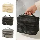 Large Capacity Make Up Organizer Bag Transparent Mesh Makeup Case Women