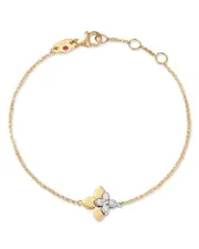 Roberto Coin 18K Yellow & White Gold Diamond Love in Verona Double Flower Bracelet, 0.09 tcw