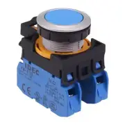 IDEC CW Series Blue Metallic 22.3mm Momentary Flush Push Button Switch 2NO IP65
