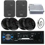 Pyle PLMRB29B Bluetooth Radio, Marine 400W Amp, Antenna, 6.5" and 4" Speakers