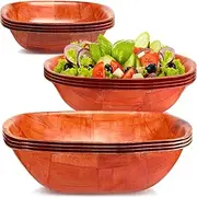 [Thyle] 12 Pieces Wooden Salad Bowl 6, 8 and 10 Inch Wooden Bowls, 4 of Each Size, Decorative Durable Hardwood Set for Dinner Parties Family Gathering