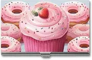 [VFMKT] Slim Metal Business Card Holder Portable Business Card Case Pocket Name Card Holder Donut And Cupcake Wallet for Men Women Office Travel