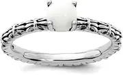 2.5mm 925 Sterling Silver Polished Prong set Stackable Expressions White Agate Ring Jewelry for Women - Ring Size Options: 10 5 6 7 8 9