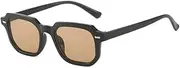 [JRLLFD] Vintage Tortoiseshell Rivet Rectangle Sunglasses For Women Men Blue Lens Square Sunglasses